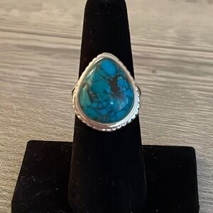 Beautiful Vintage Silver Barse Turquoise Ring.